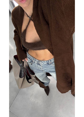 Коричневый демисезонный кардиган No Brand