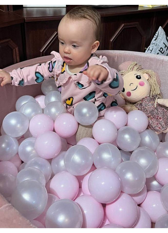 Сухий басейн для дівчинки рожевий пудровий з 150 кульками оксамит (велюр) JoyfulKids сухий басейн з кульками (370665069)