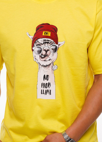 Жовта чоловіча футболка "no problama" l жовтий (1218043064731) Наталюкс 12-1804