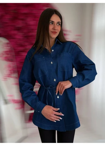 Сорочка Джинсова з поясом No Brand Denim Blue (386756818)