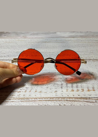 Очки имиджевые солнцезащитные круглые винтажные красный унисекс LIGHT (315889437)