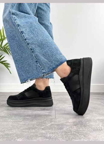 Чорні осінні комфортні жіночі кросівки No Brand