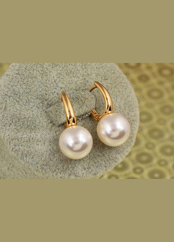 Сережки страйт англійський з перлиною 12 мм 2,5 см золотисті Xuping Jewelry (316434114)