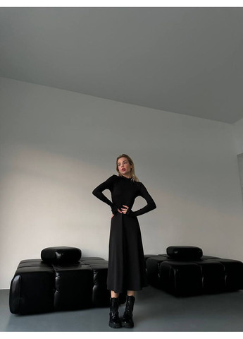 Чорна ділова, кежуал сукня No Brand однотонна