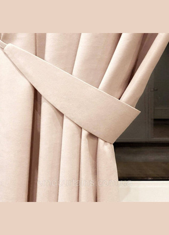 Комплект штори 2 шт з підхватами 180х250 см мікровелюр Рожево-пудровий та тюль бамбук 300 см Тепло-білий No Brand (337357908)