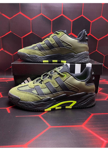 Сірі Осінні кросівки чоловічі adidas niteball green black адідас найтбол No Brand