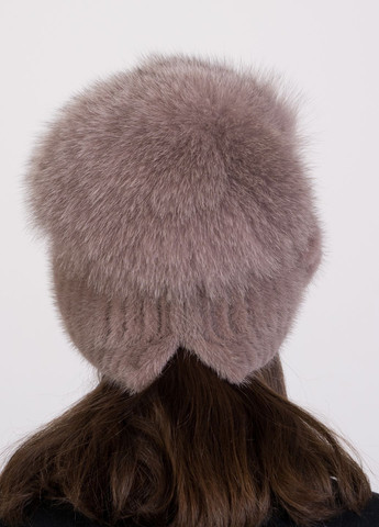 Женская меховая норковая шапка на вязаной основе с помпоном из меха песца Меховой Стиль Спираль (297393359)