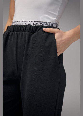 Трикотажні жіночі брюки з подвійним поясом 8866 Lurex (280910562)