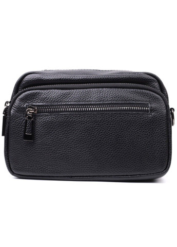 Сумка жіноча в класичному кольорі з накладною кишенею з натуральної шкіри 22640 Чорна Vintage (297993109)