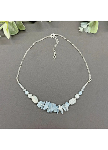 Підвіска на ланцюжку натуральний Аквамарин, фур-ра гіп-ний сплав колір срібло d-15-2мм+- L-38-43см No Brand Підвіска (362695399)