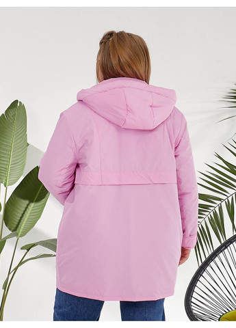 Розовая демисезонная демисезонная женская куртка удлиненного кроя с капюшоном. MonCher