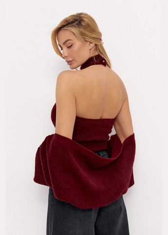 В'язаний комплект з балеро та топом під шию - бордо Lurex (317233797)