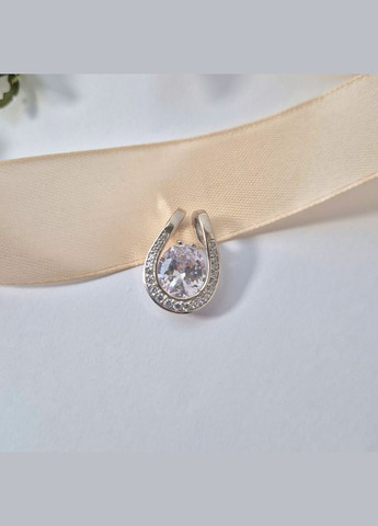 Срібна підвіска кулон з Великим Білим каменем срібло 925 проби Родоване 31119р 4.80г No Brand (313103473)