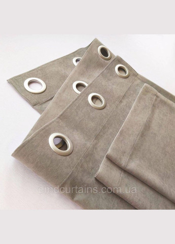 Комплект шторы на серых люверсах 2 шт с подхватами 385х250 см микровелюр Беж-капучино No Brand (337354493)