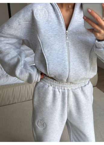 Теплий костюм з турецької тринитки на флісі | 2-ка з подвійним капюшоном Україна (366671233)