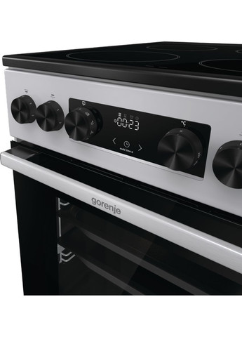 Электрическая плита gec5c41sg электрическая стеклокерамическая, 70л, 50x60см, дисплей, программатор, Gorenje
