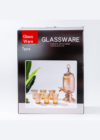 Скляна лимонадниця 2 л з краном на металевій ніжці з 6 склянками TS Kitchen (315636254)