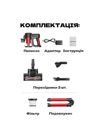 Беспроводной аккумуляторный пылесос с насадками 3в1 2200 mAh вертикальный складной портативный для уборки дома TC Top Kitchen (389272568)