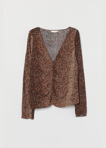Коричневая блуза демисезон,коричневый в узоры, H&M