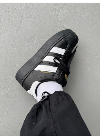 Чорні Осінні кросівки чоловічі adidas superstar xlg black адідас суперстар No Brand