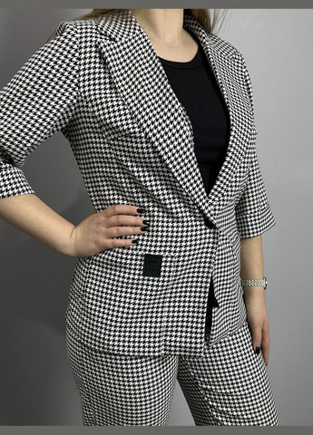 Жіночий брючний костюм чорно-біла гусяча лапка MKNP3354-1 Modna KAZKA (289657191)