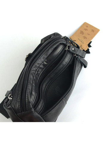 Черная нагрудная кожаная поясная маленькая сумка клатч бананка через плечо No Brand (316710074)