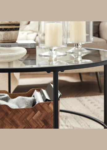 Журнальный столик Oskar круглый с прозрачной столешницей Leobert (301865676)