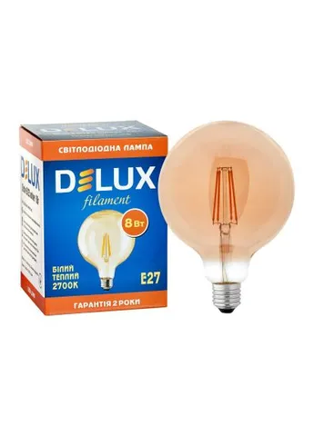 Лампочка (90016726) Delux Globe G125 8Вт E27 2700К amber filament (379184533)