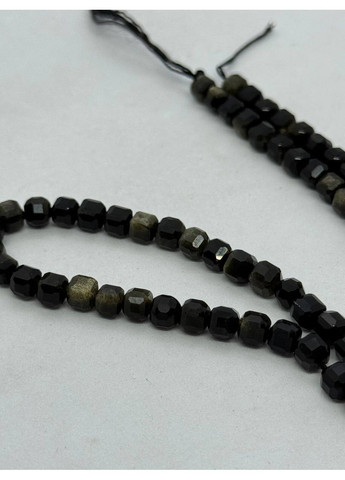 Обсидіан на нитці без застібки 5*5 мм 40 см Чорний No Brand (372468116)