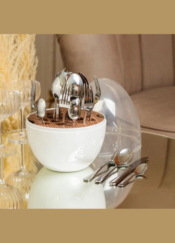 Набор столовых приборов на 6 персон из нержавеющей стали серебристый 24 штуки в яйце TS Kitchen Белый No Brand (317311022)