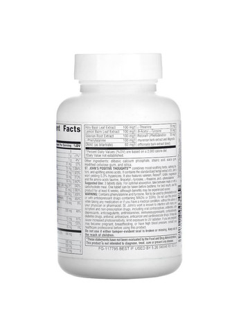 Натуральная добавка St. John's Positive Thoughts, 45 таблеток Source Naturals (293342005)