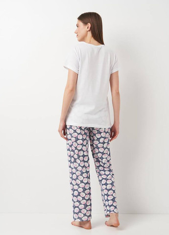 Белая всесезон пижама футболка + брюки Carla Mara