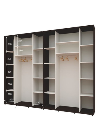 Шафа-купе чотиридверна 320*60*210 см Венге 4 двері Дзеркало Максі Комфорт Меблі (360432883)