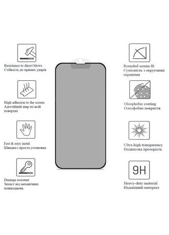 Скло захисне Anty Spy Apple iPhone 15 Plus (Black) (292936) Drobak Anty Spy Apple iPhone 15 Plus (Black) (366694858)
