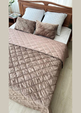 Покрывало евро на две стороны 2 подушки 240х220 Темный беж (П4К-Мpled+poduska005-04) No Brand (306633809)