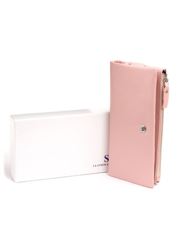 Гаманець-клатч зі шкіри з кишенею для мобільного 19313 Рожевий st leather (329147377)
