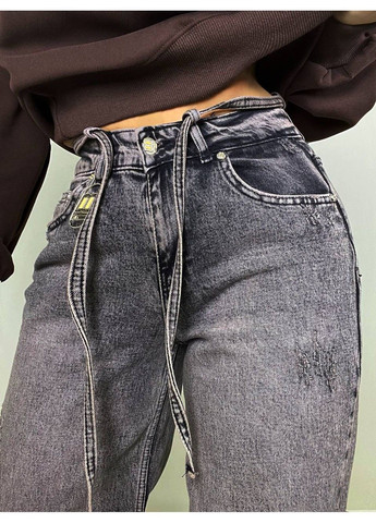 Джинси жіночі 52407 широкі Baggy банани з поясом мотузкою коричневі I8 - (316353330)