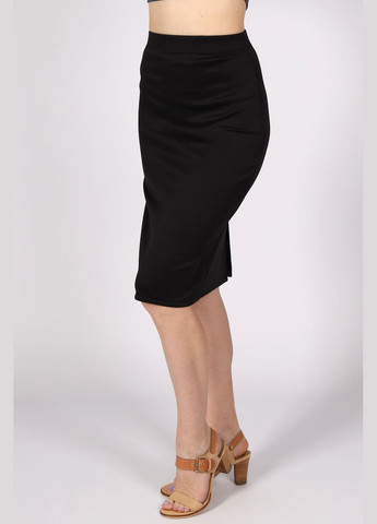 Черная офисная юбка-карандаш женская по колено, классическая, трикотажная, однотонная, с разрезом сзади. No Brand карандаш
