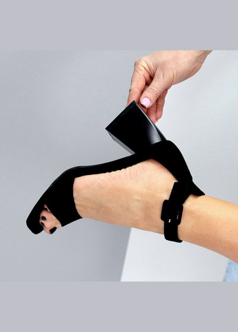 Жіночі босоніжки чорні на грубому каблуку сандалі літні на каблуках чорного кольору Viki босоніжки (282744167)