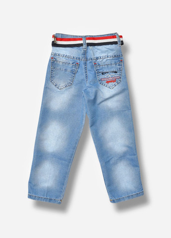 Синие демисезонные прямые джинсы детские для мальчика синего цвета Let's Shop