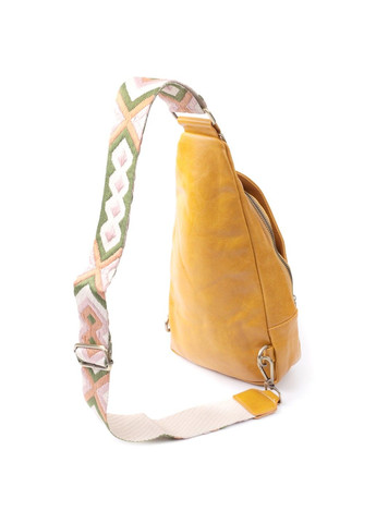 Яркая женская сумка из экокожи с акцентом на текстильную лямку 22775 Желтый Vintage (303877371)