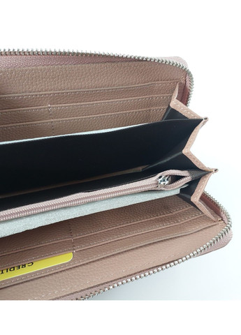 Женский кошелек большой горизонтальный на полную купюру на змейке из натуральной кожи черный No Brand (335821270)