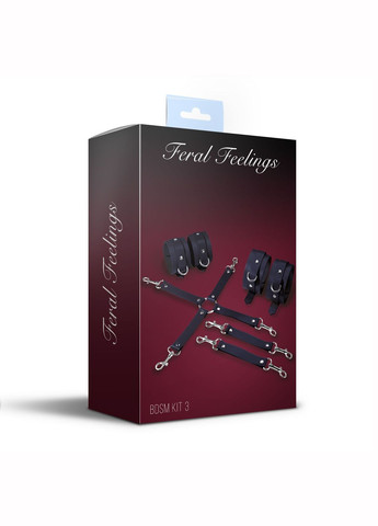 Набор BDSM Kit 3 Black, наручники, поножи, коннектор. Feral Feelings (297571854)