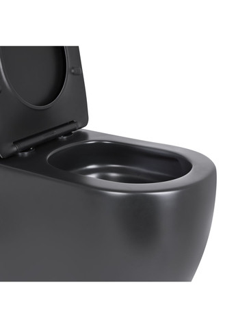Унітаз підлоговий Robin Ultra Quiet безобідковий з сидінням Soft-close MATT BLACK Qtap QT13226083AMB (341326483)