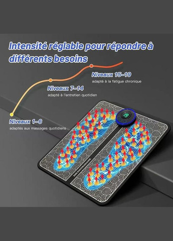 Розумний USB-масажер для ніг з EMS стимуляцією, 8 режимів масажу та 19 рівнів інтенсивності No Brand (346090067)