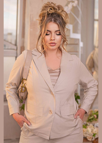 Бежевый женский льняной жакет файна бежевый 58 Tatiana - летний