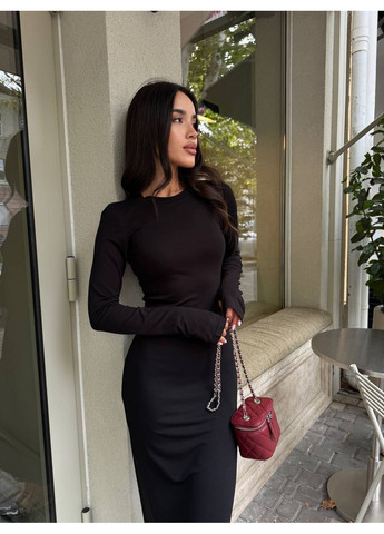 Черное повседневный, кэжуал женское платье No Brand однотонное