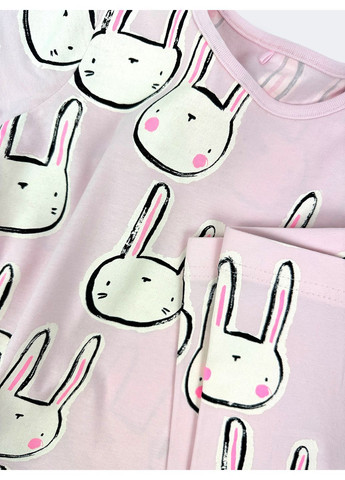 Комбінований демісезонний комплект: футболка + легінси bunny/pink George 6994~01