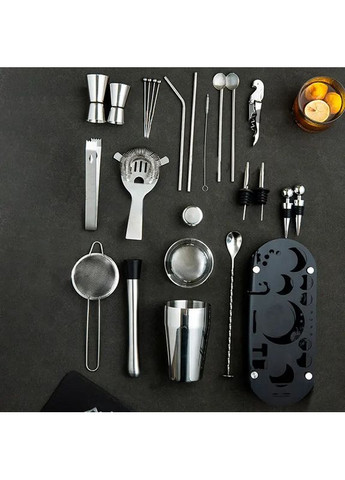 Набор для бара из 23 предметов на нержавеющей подставке с зеркальным покрытием MC-YKL23 Silver Youchen (365280113)