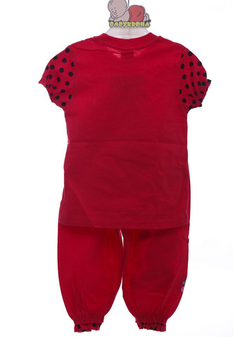 Красный летний бриджи с футболкой для девочки трикотажные moving красный 104 см (38687) BABYKROHA